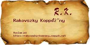 Rakovszky Koppány névjegykártya